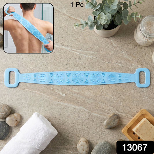 Wukusy long silicone body back scrubber belt for bath, showing textured surface for effective cleansing and exfoliation.