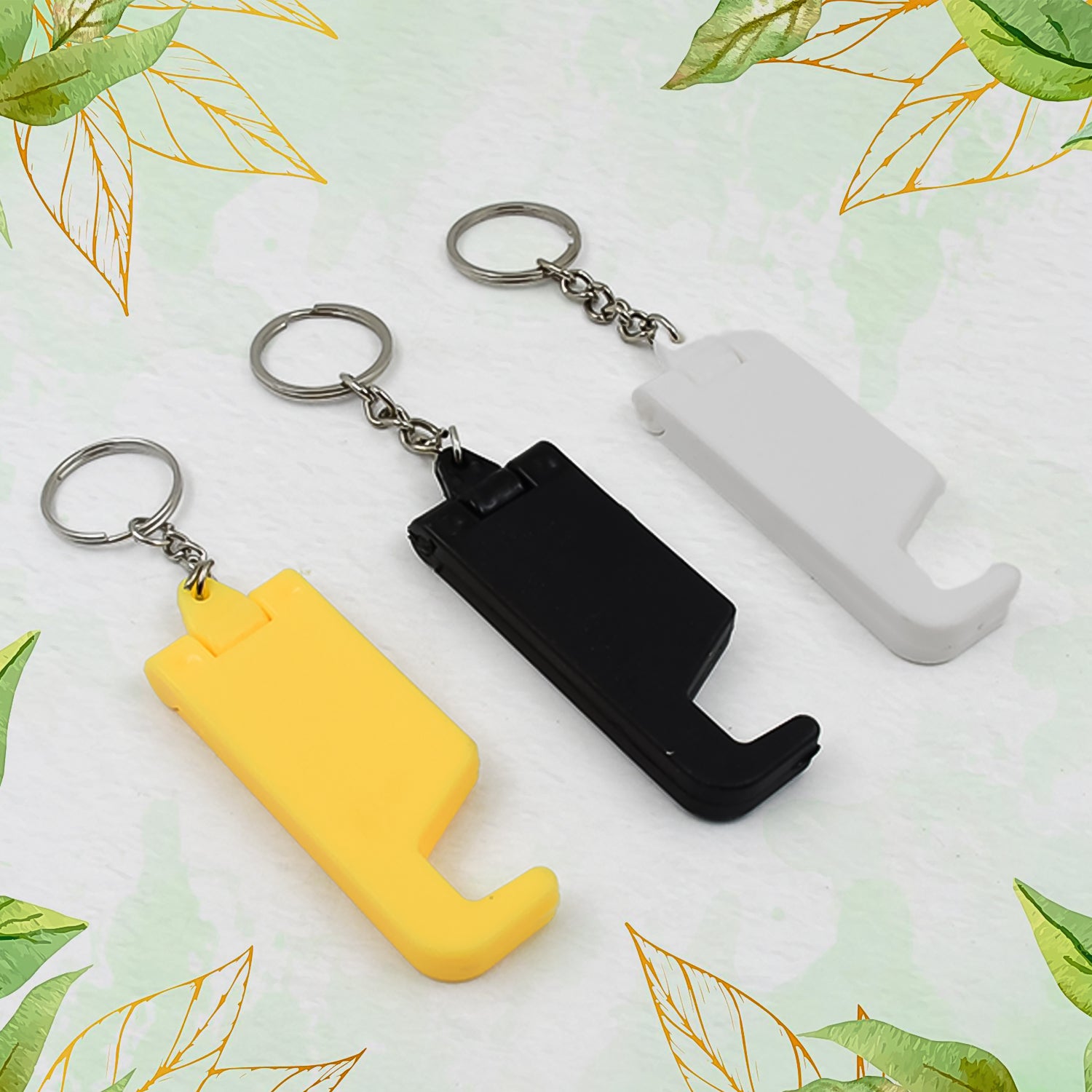 Set of 100 multicolor Wukusy 2-in-1 plastic keychains with mobile stands and phone holders for home improvement and organization.