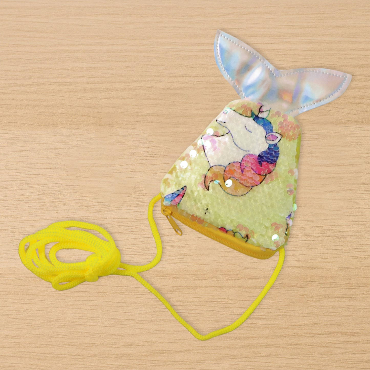 Wukusy mermaid tail-shaped kids sling bag with colorful scales, designed for children, perfect for casual and playful use.