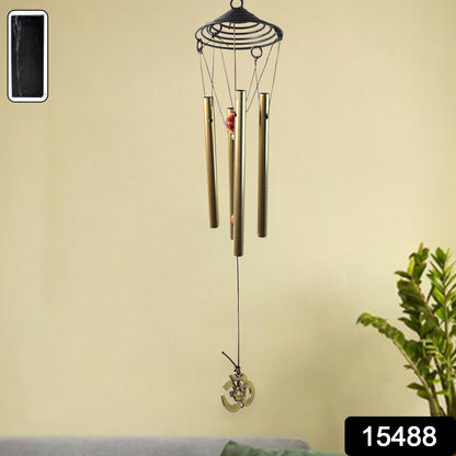 Wukusy outdoor hanging dragonfly wind chime with metal tubes and decorative dragonfly design for garden or patio decor.
