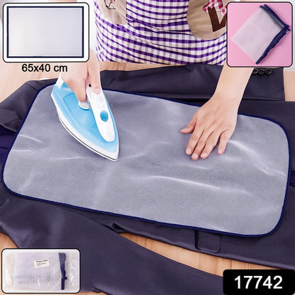 Wukusy heat-resistant ironing mesh press cloth, 65x40 cm, for protecting fabrics during pressing, shown laid flat.