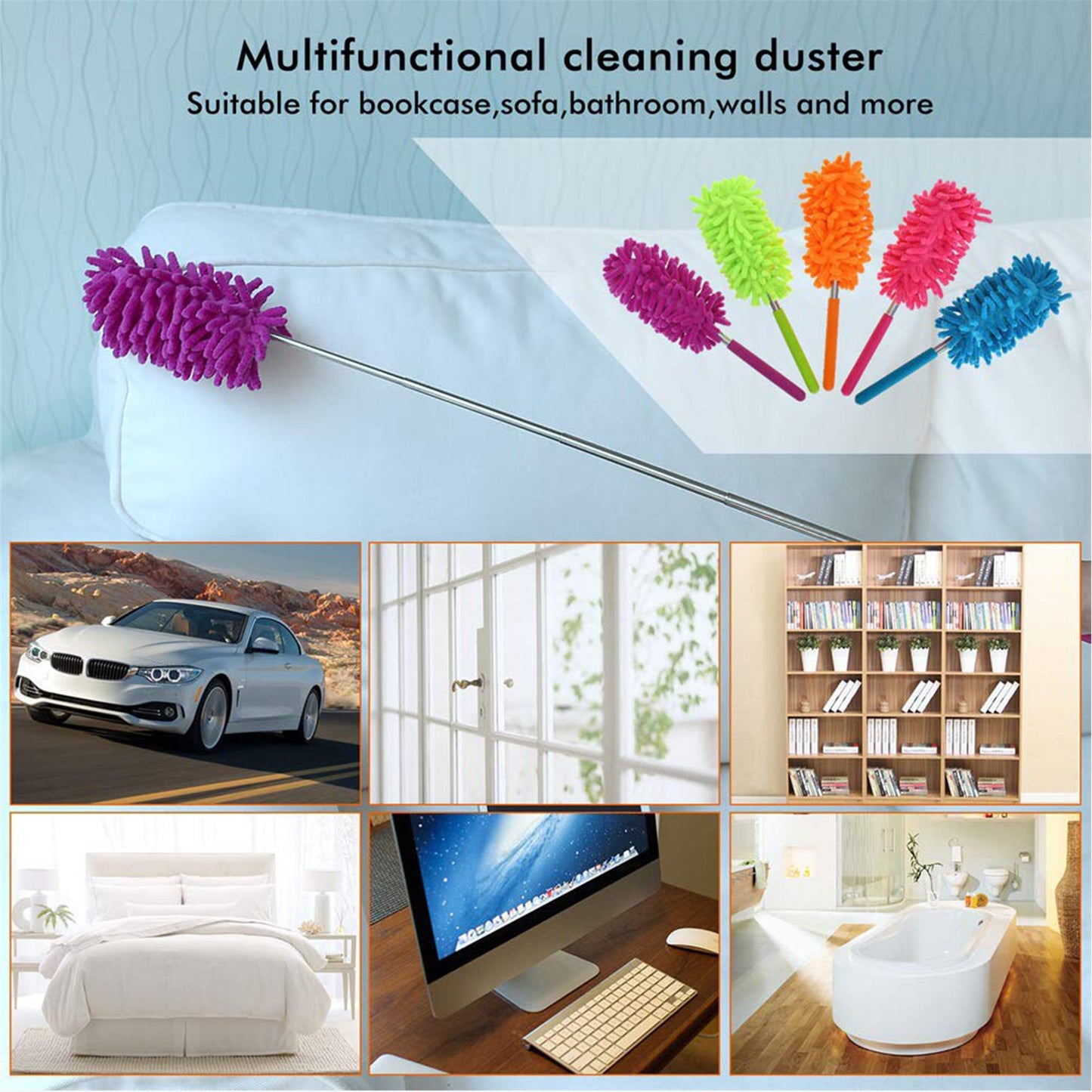Wukusy 6017 microfiber fan cleaning duster for quick, easy home improvement dusting and surface cleaning.
