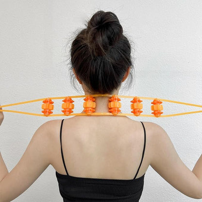 Wukusy handheld back massage roller rope, a health care tool with a textured grip and roller for muscle relief and relaxation.