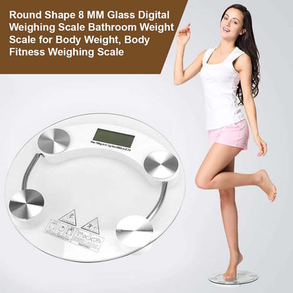 Digital personal body weight scale by Wukusy showing a sleek glass surface with digital display and weight measurement.