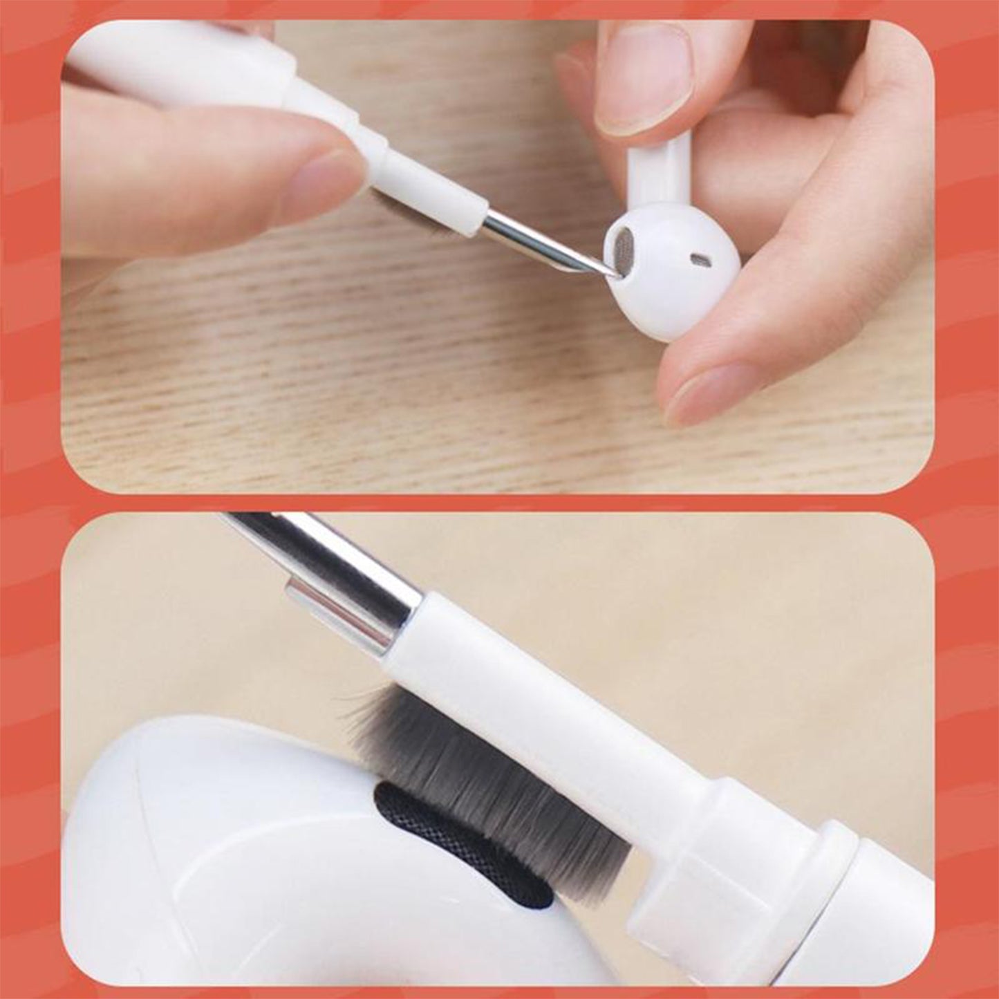 Wukusy 5-in-1 computer cleaning brush with soft dust cleaner, corner gap duster, keycap puller for gaming PC and electronics.