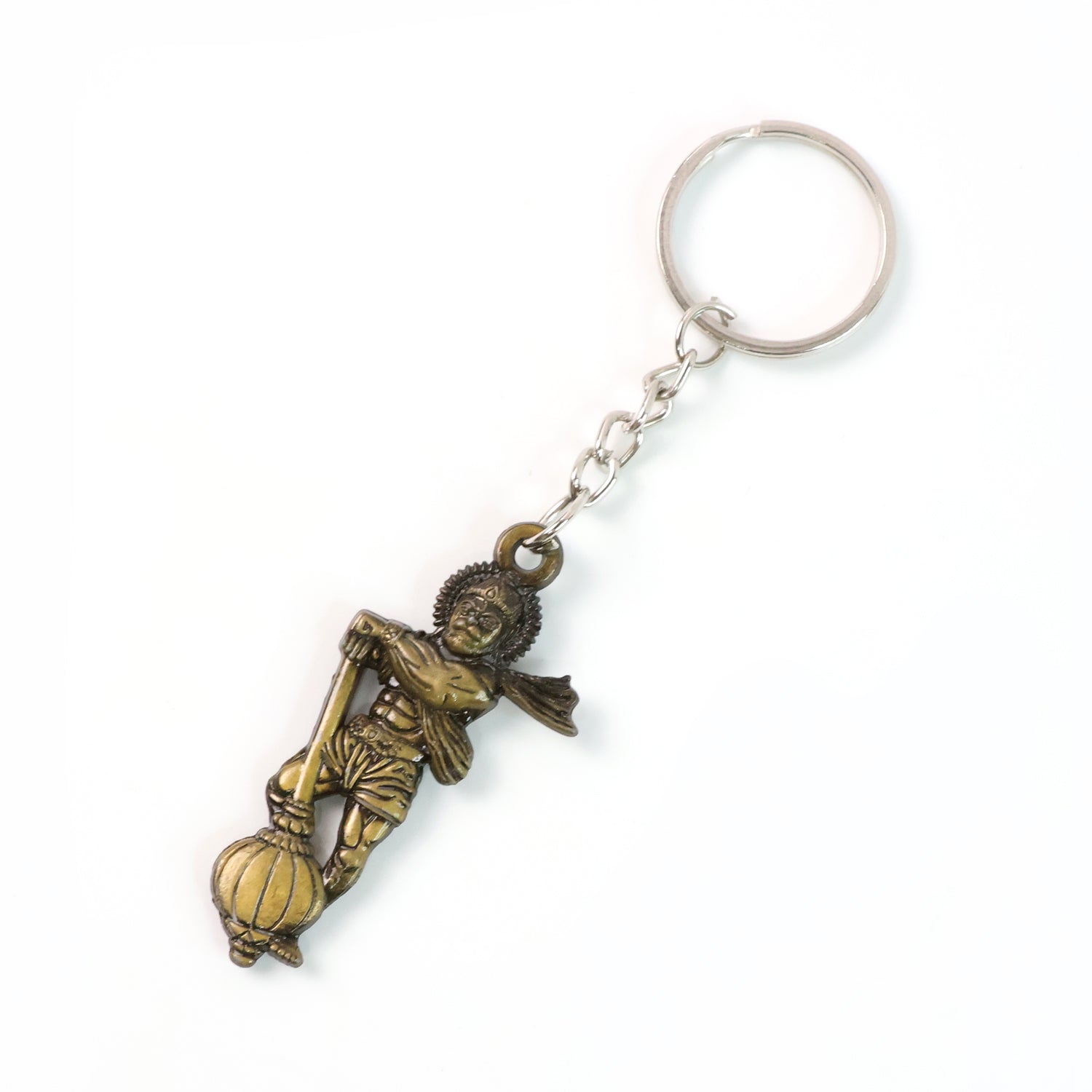 Elegant Lord Hanuman metal keychain from Wukusy featuring detailed Hanuman figure on a keyring.
