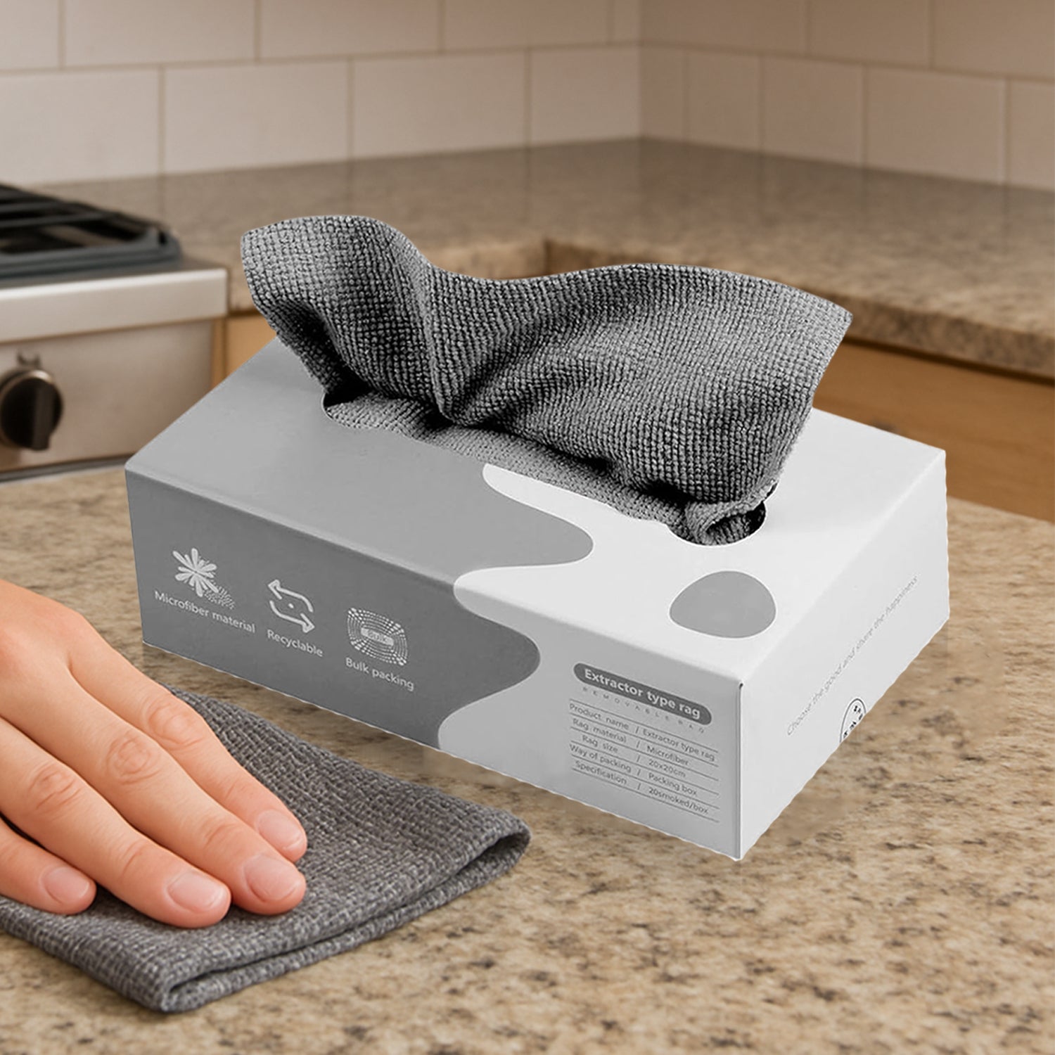 Set of 20 Wukusy thickened magic cleaning rags for home, kitchen, and car, multi-functional microfiber wipes on a white background.