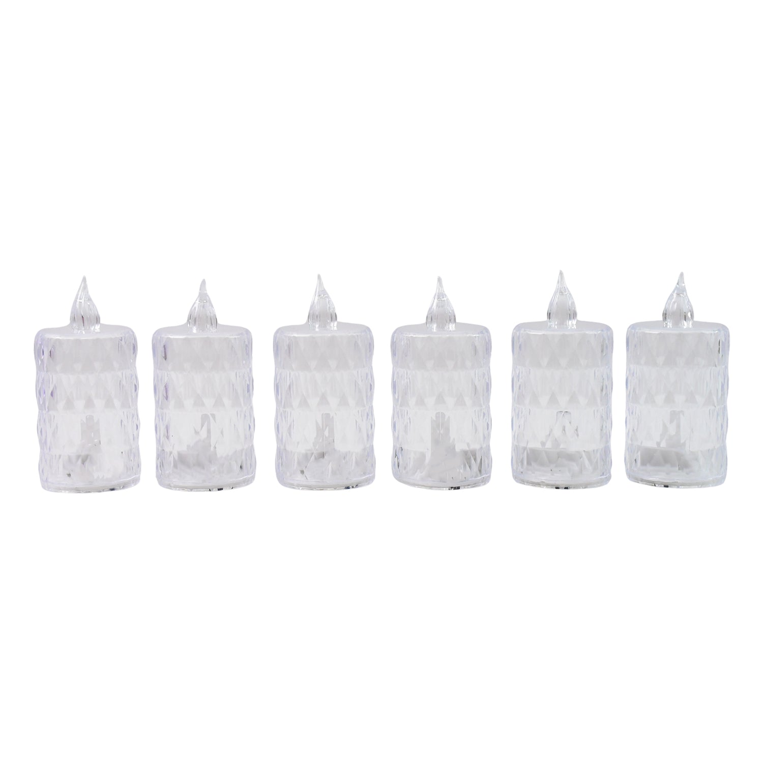 Set of six decorative LED crystal flameless candles by Wukusy, perfect for home decor with a warm, glowing ambiance.
