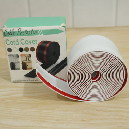 Wukusy adhesive cable protector cord cover, 3-meter floor and wall wire hider, flexible plastic conduit for hiding cables