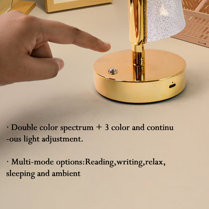 Wukusy modern luxury crystal LED double shade table lamp for home decor with elegant crystal accents and warm lighting