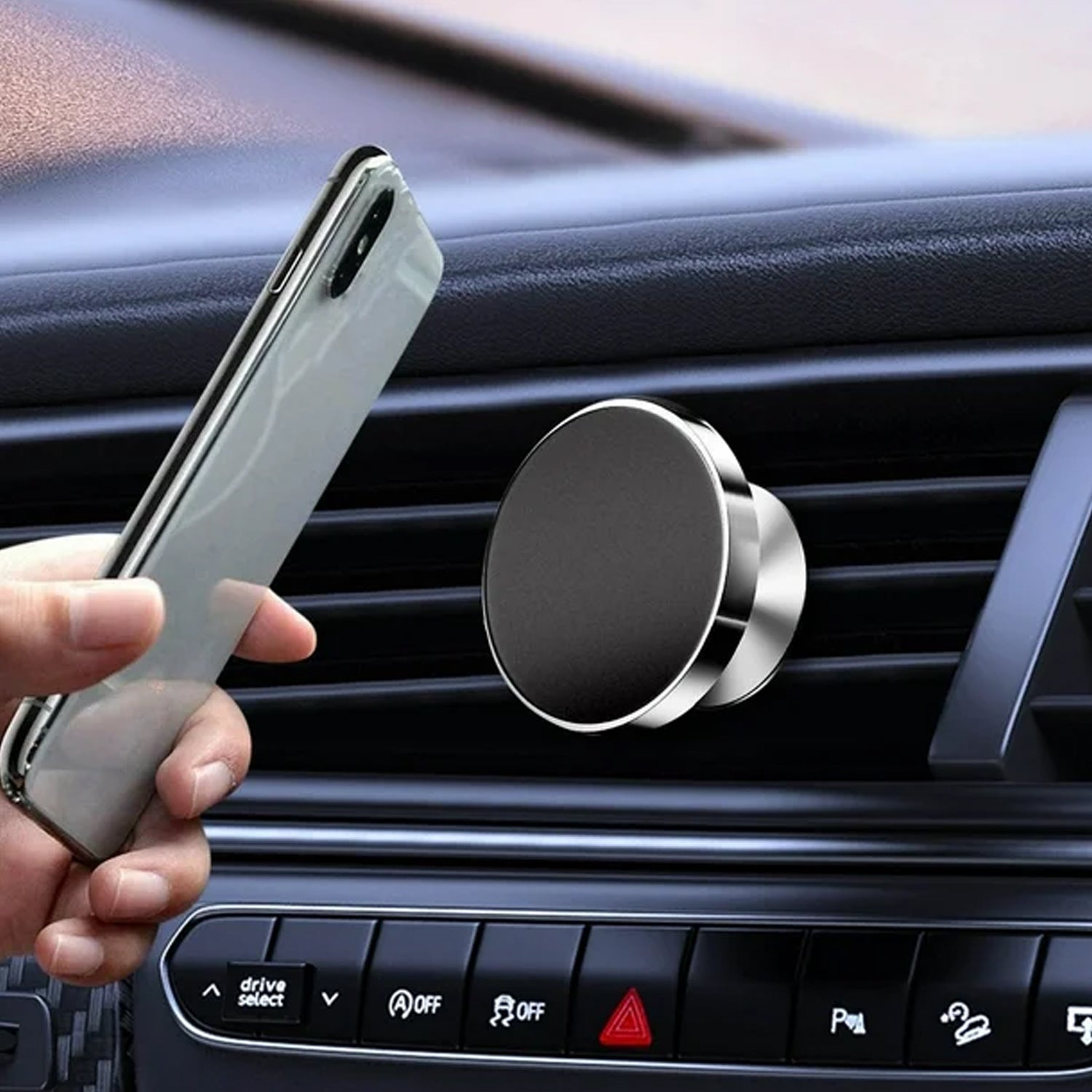 Wukusy 360 rotating magnetic phone holder stand mounted on a desk with a smartphone attached, showcasing versatile mobile accessory functionality