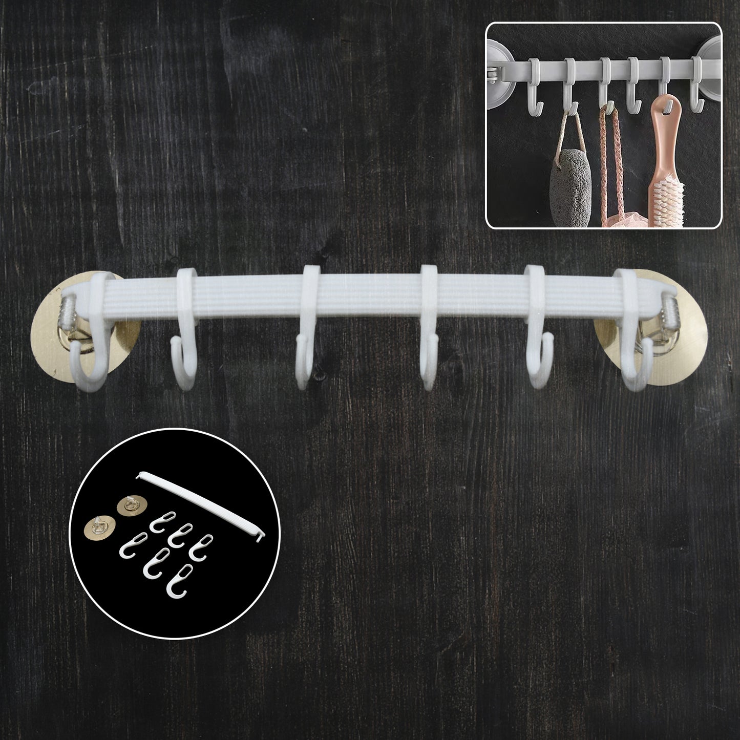 Wukusy wall-mounted bath towel hanger with shelf and hook for bathroom or kitchen, made of durable metal, ideal for towel organization