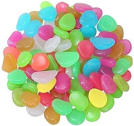 Luminous glow-in-the-dark rocks for garden, pond, or outdoor decor, featuring 100pcs of glowing stones by Drpshippr.