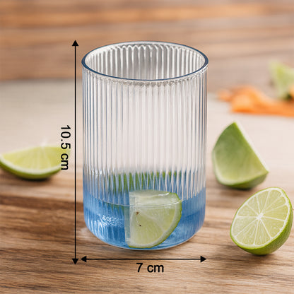 Set of six Wukusy Supermom Casa glass tumblers for home and kitchen use, clear glass with smooth, rounded design.