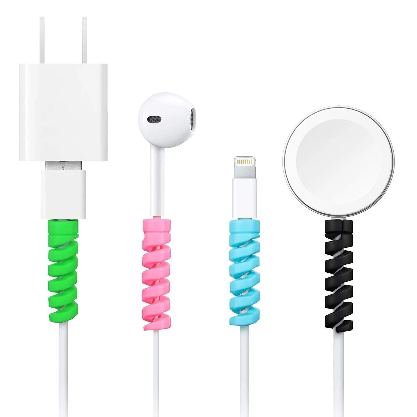 Wukusy spiral charger cable protector and data cable saver for universal earphone and charging cords, pack of 10
