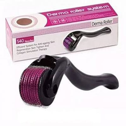Wukusy 540 micro needle derma roller for skin care routine with fine stainless steel needles on a white background
