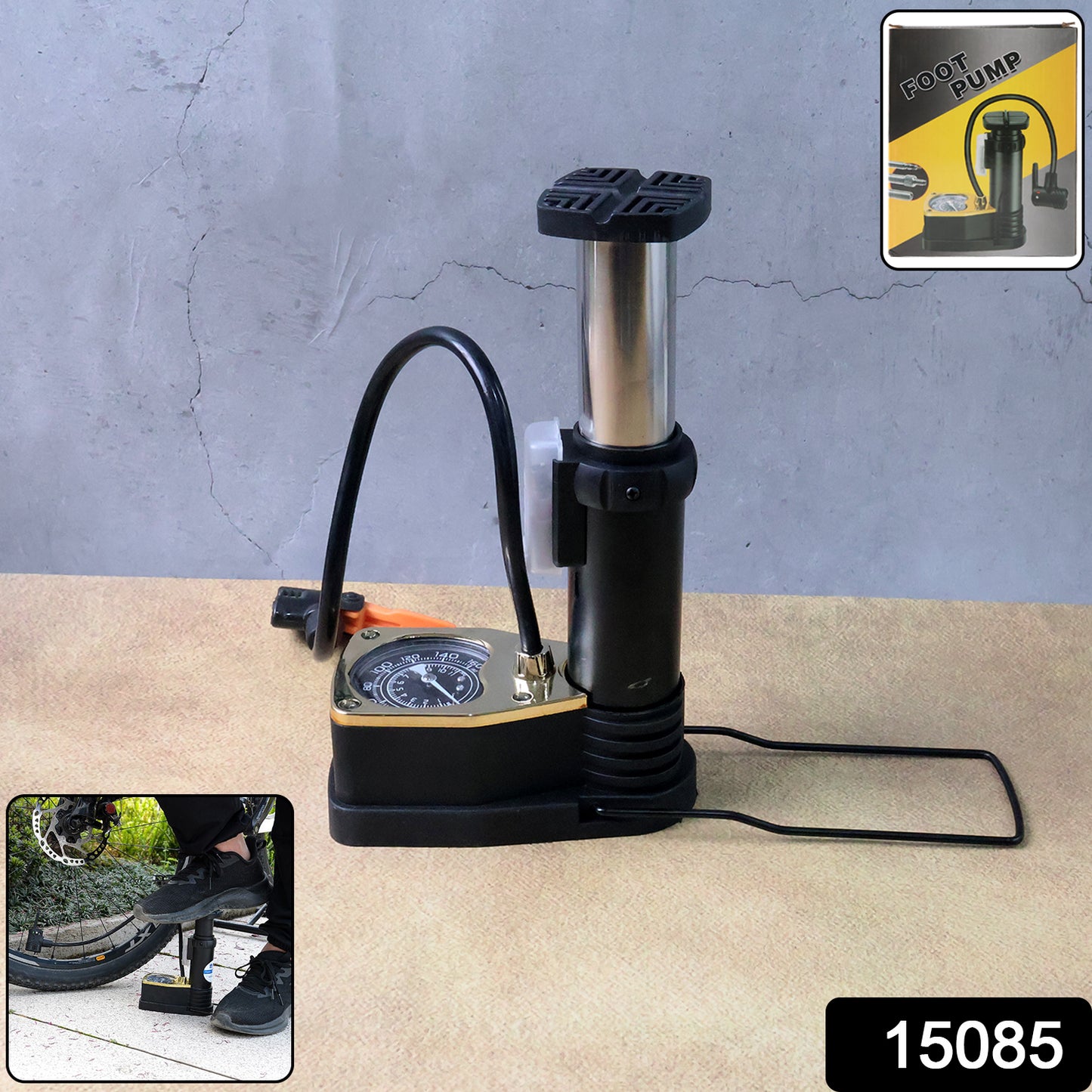 Wukusy portable high-pressure foot air pump with needle for inflating sports balls and inflatables, suitable for home improvement.