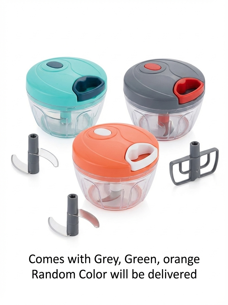 Drpshippr manual small mini chopper with stainless steel blades for chopping vegetables and herbs in a home kitchen.