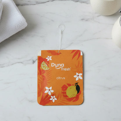 Wukusy Citrus Hanging Air Freshener Gel, 10g, with bright citrus scent and transparent gel in hanging packaging.
