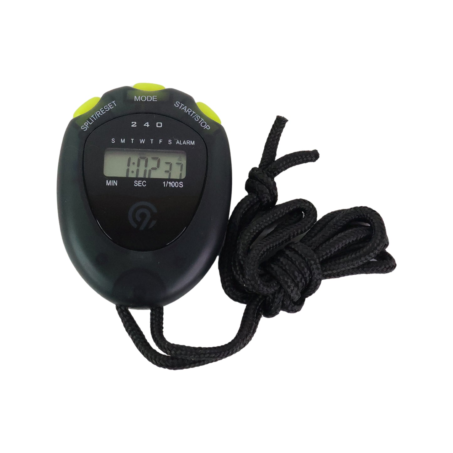 Wukusy digital sports stopwatch timer with split timing display, showing buttons and screen for precise athletic timing.