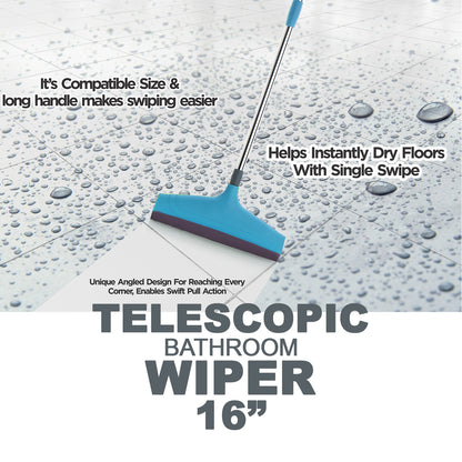 Wukusy 8709a adjustable stainless steel bathroom floor wiper rod with handle for cleaning and drying floors