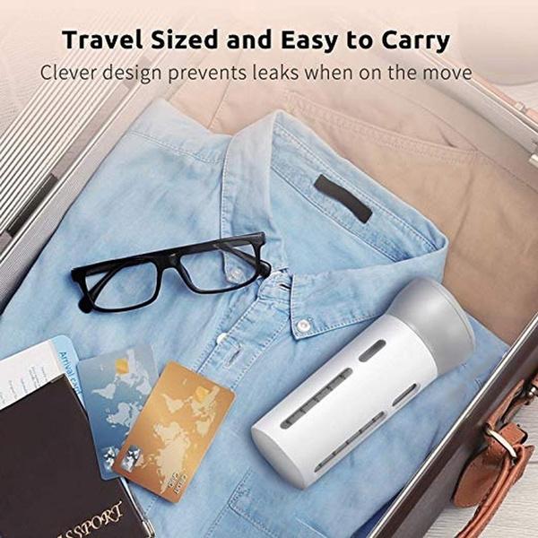 Wukusy 4-in-1 travel dispenser bottle set with refillable cosmetic containers for toiletries and travel essentials.
