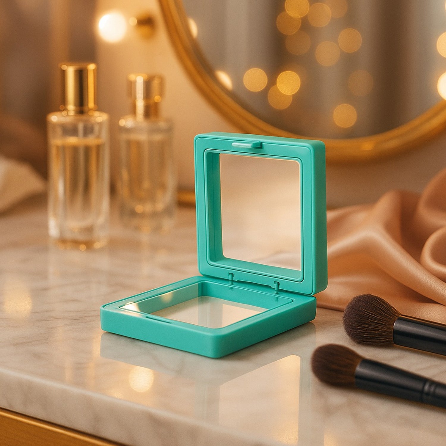 Transparent jewelry display box by Wukusy, 7x7 cm, showing a clear, compact case ideal for organizing or showcasing jewelry.