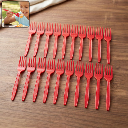 Set of 20 durable Wukusy reusable plastic dinner forks, unbreakable and suitable for everyday use, shown in the product image.