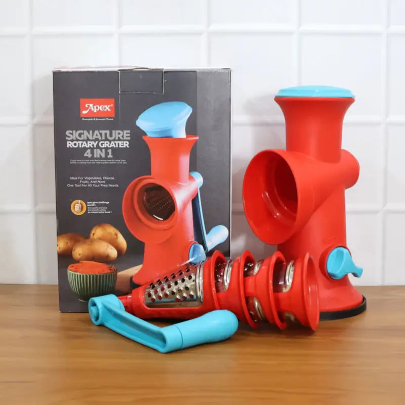 Ekom Apex 4-in-1 Signature Rotary Grater, a versatile kitchen prep tool with multiple grating options for home improvement.