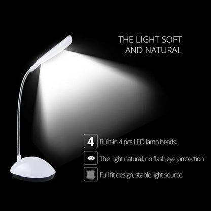 Wukusy portable LED desk lamp with flexible neck, button control, eye-caring light, ideal for reading and relaxation.