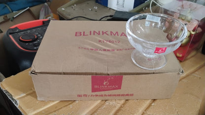 Set of six Wukusy premium glass ice cream dessert bowls for serving treats in stylish home and kitchen settings.