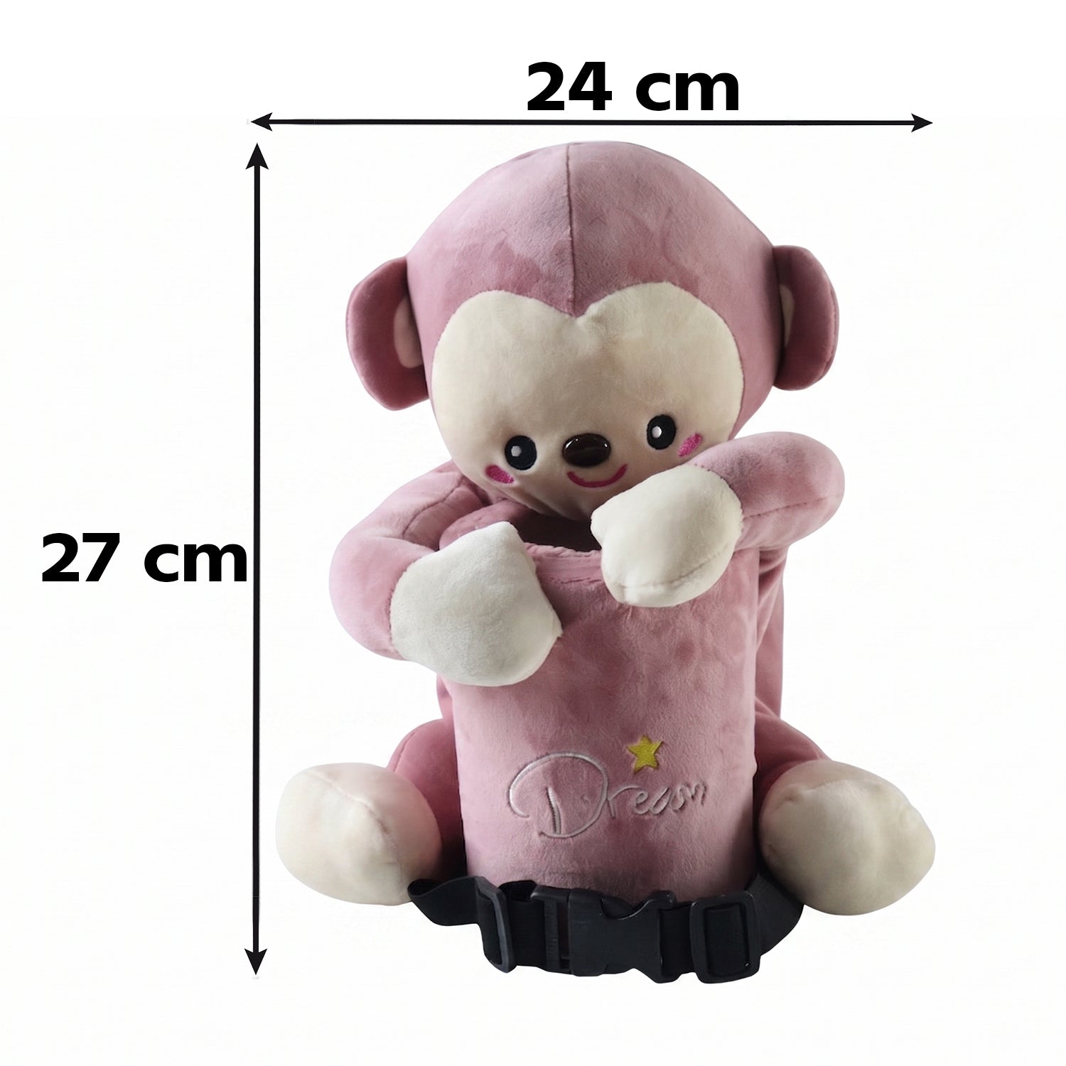 Wukusy plush monkey car trash can and tissue box holder, cute dustbin organizer with soft plush fabric for vehicle use