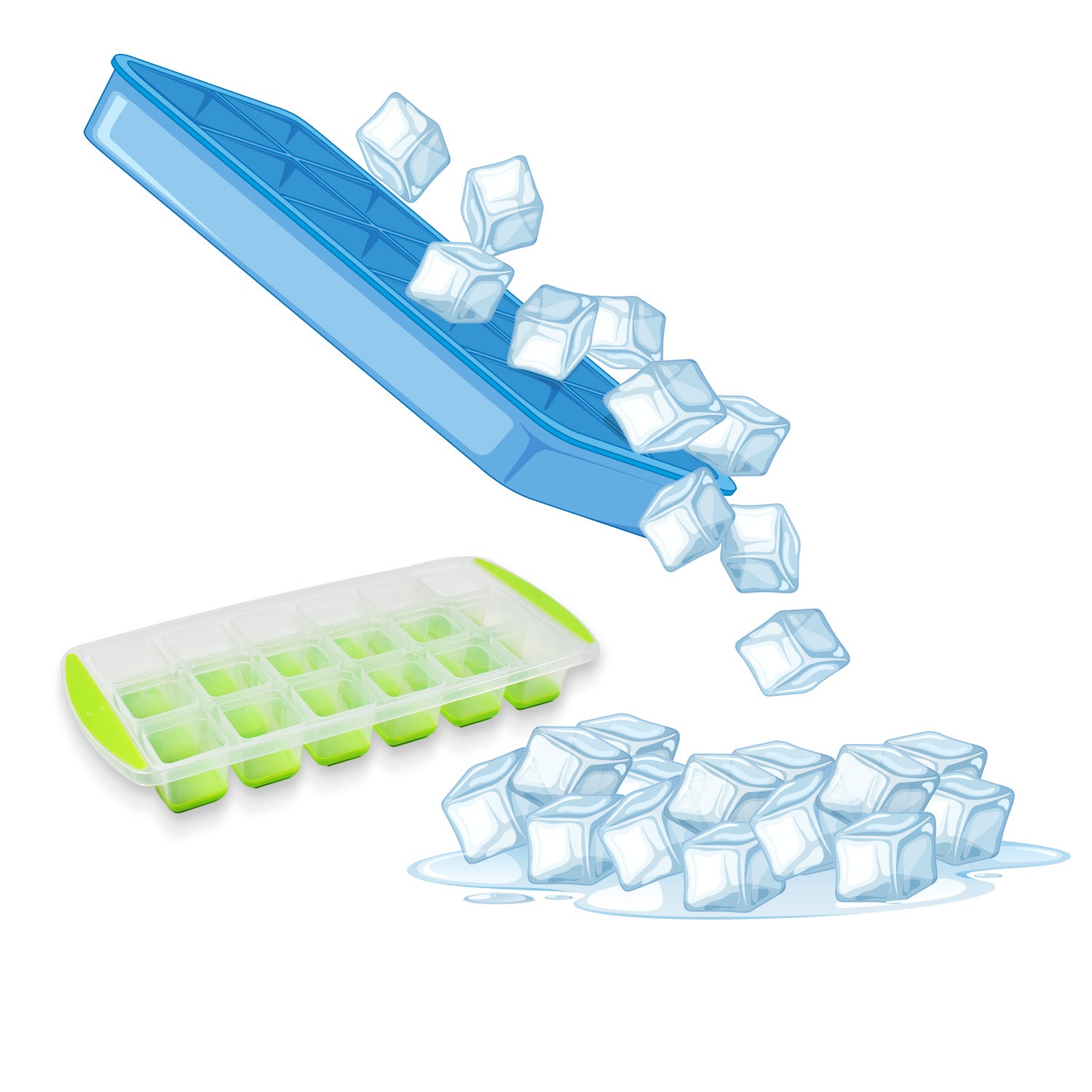 Wukusy 18-cavity silicone ice cube tray with easy release flexible bottom, stackable and BPA-free for freezer use