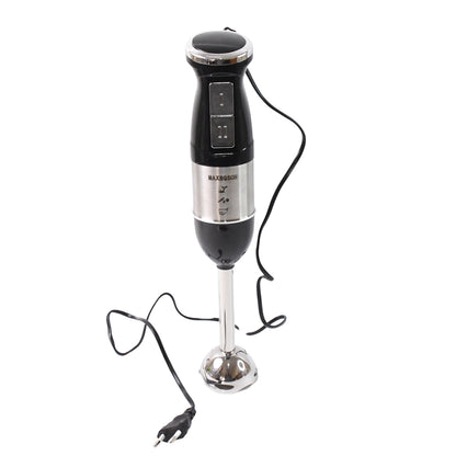 Wukusy 1500W stainless steel handheld emulsion blender with four-blade attachment for smooth mixing and blending.
