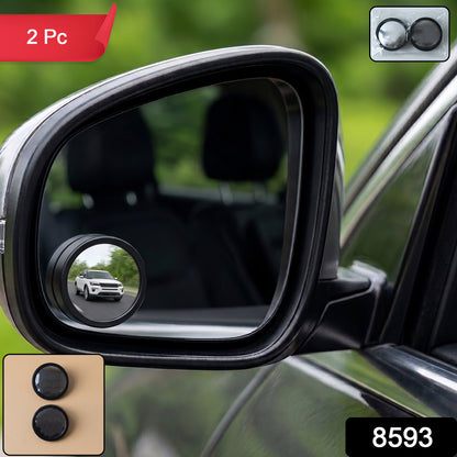 Pair of Wukusy 360-degree adjustable car blind spot mirrors, round and convex, for improved vehicle visibility and safety.
