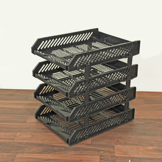 Wukusy four-layer desktop file cabinet with storage rack for magazines, newspapers, and office documents in a home or office setting.