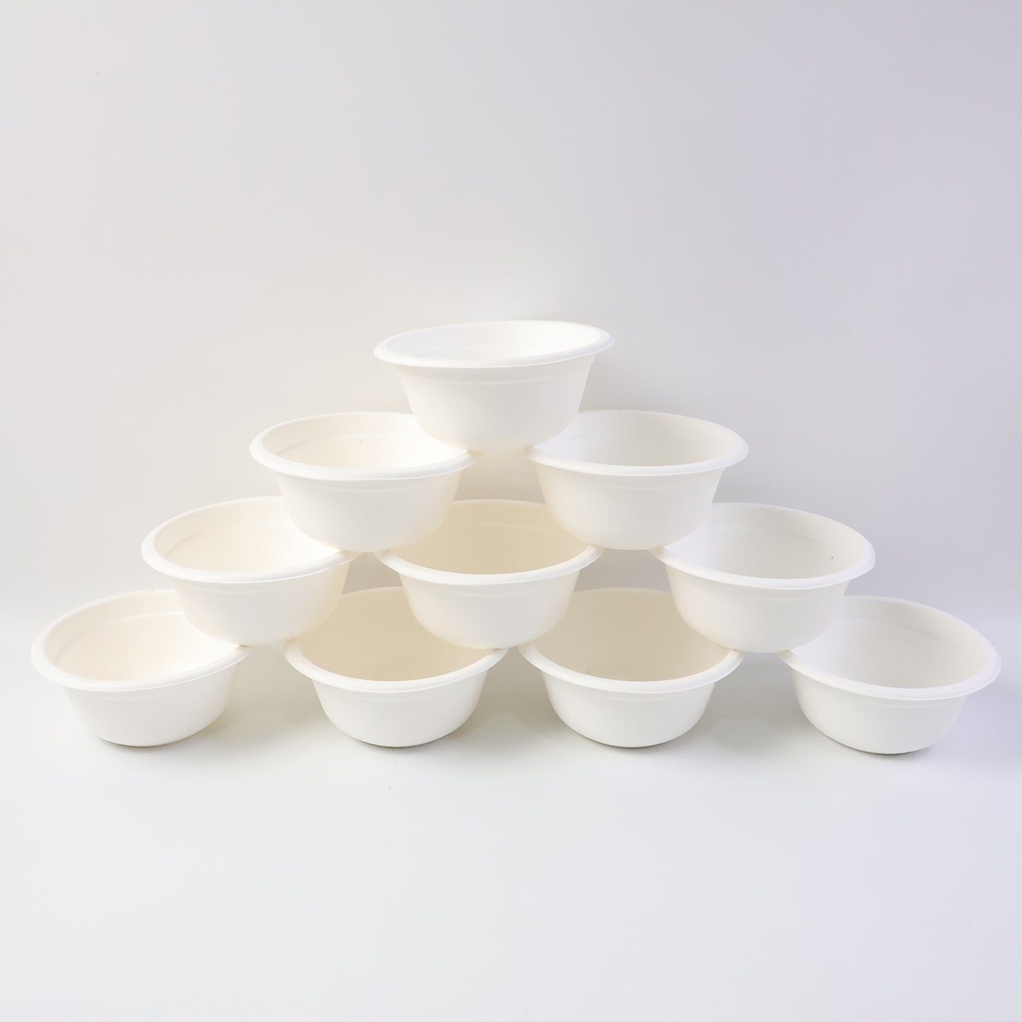 Set of 10 Wukusy Freshee 240ml compostable bagasse bowls for home and kitchen use, eco-friendly and biodegradable.