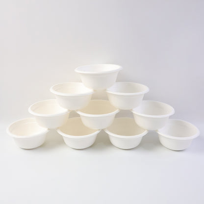 Set of 10 Wukusy Freshee 240ml compostable bagasse bowls for home and kitchen use, eco-friendly and biodegradable.