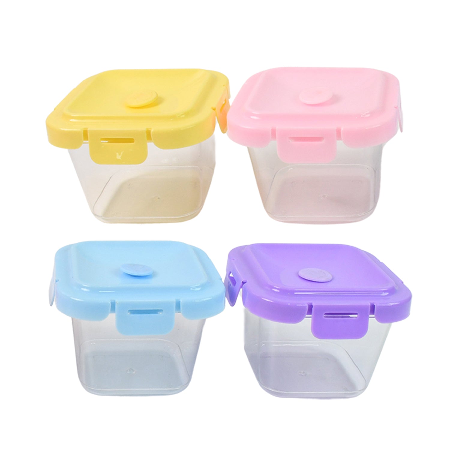 Set of four Wukusy plastic food storage containers with lids, 500 ml capacity, suitable for kitchen organization.