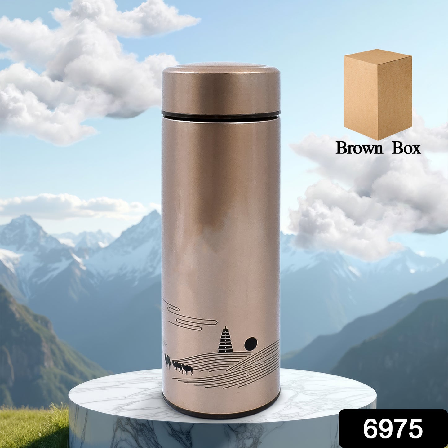 Wukusy double wall stainless steel vacuum water bottle, 350 ml, with a sleek design and secure lid for hot or cold beverages.