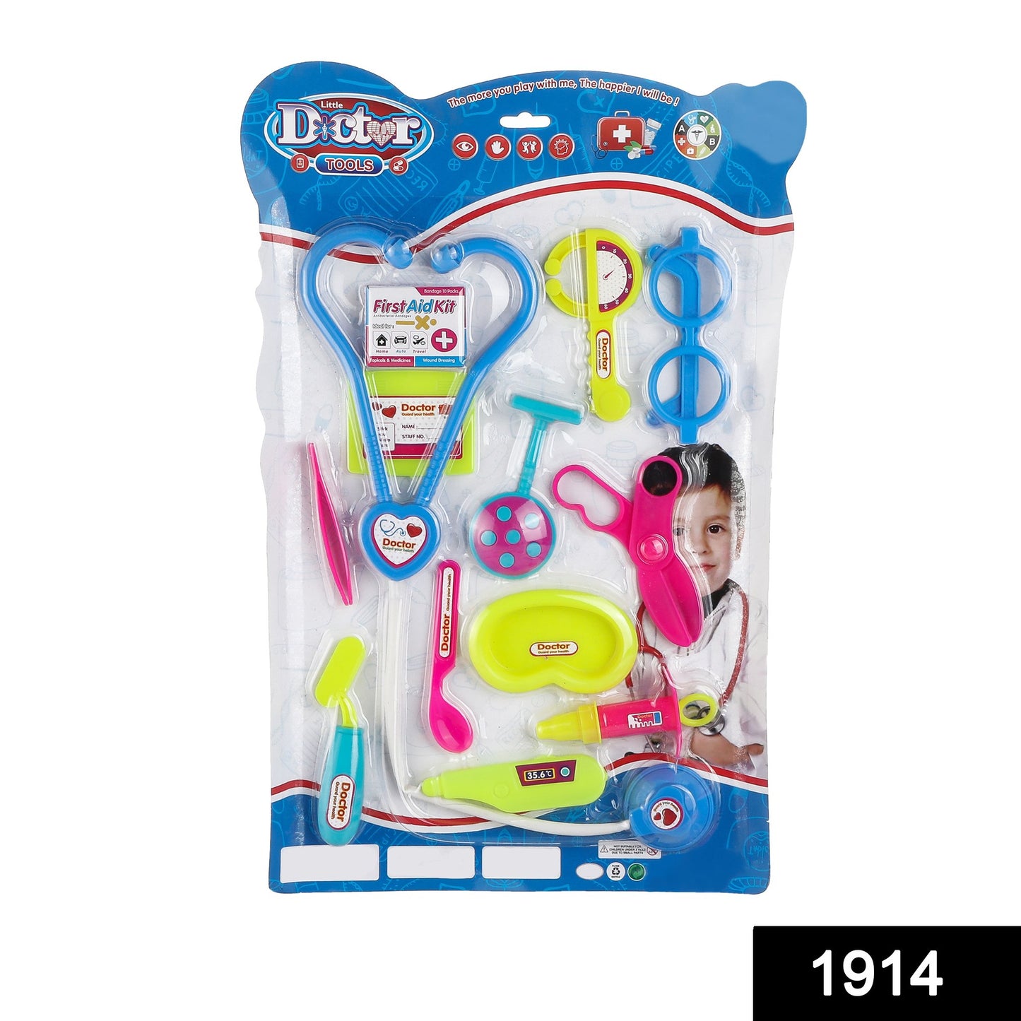 Colorful 1914 Doctor Set for Kids toy by Wukusy with pretend medical tools and accessories in vibrant multicolors.