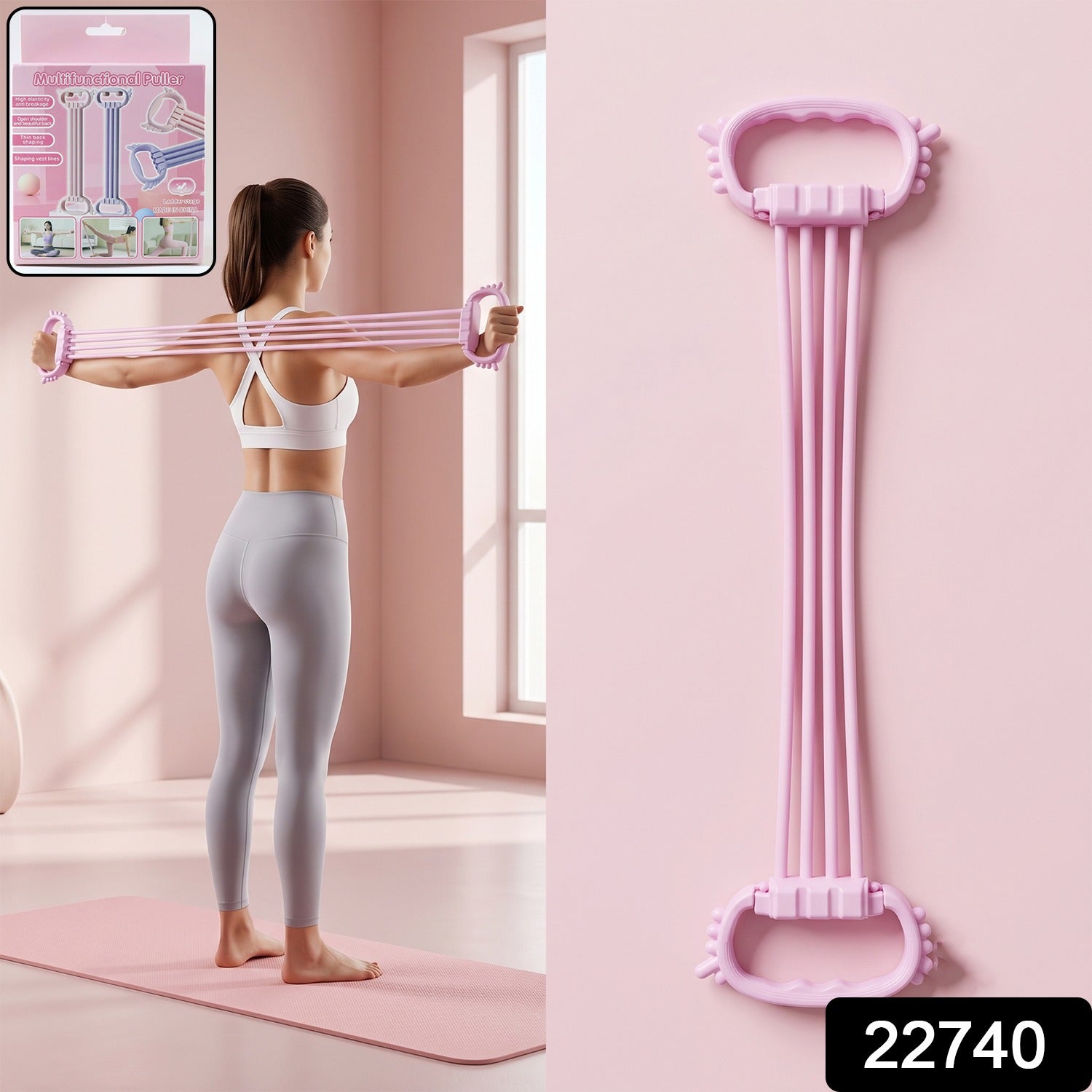 Wukusy multifunctional chest expander with three resistance tubes for home gym workouts, shown with handles and adjustable resistance
