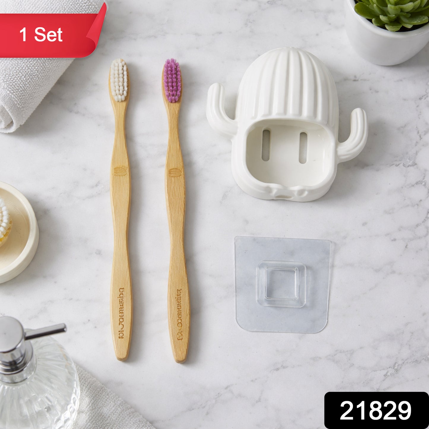 Wukusy premium wall-mounted toothbrush holder set with multiple compartments and sleek design, mounted on a bathroom wall.