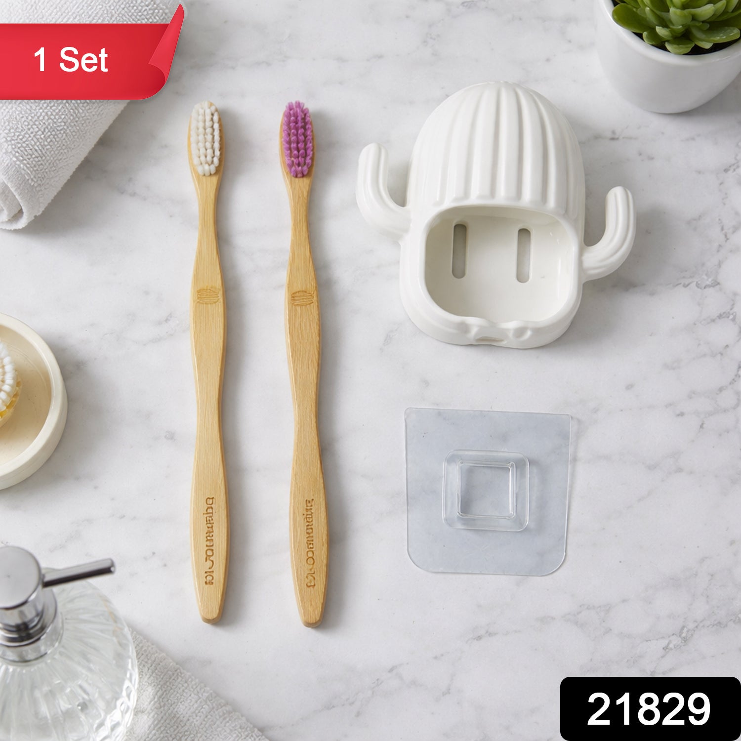 Wukusy premium wall-mounted toothbrush holder set with multiple compartments and sleek design, mounted on a bathroom wall.