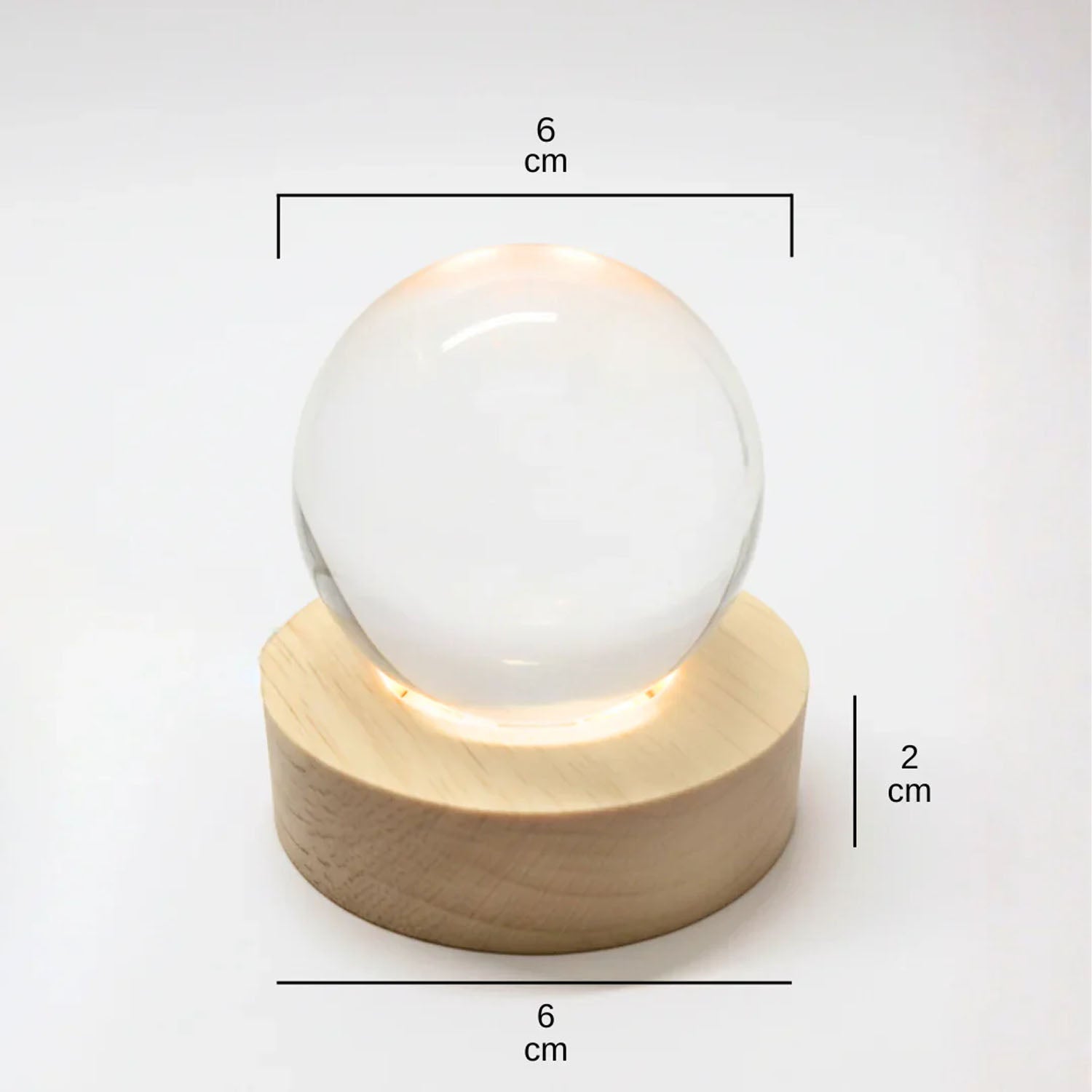 3D crystal Lakshmi ball LED night lamp with wooden base by Wukusy, showcasing intricate crystal design and warm lighting.