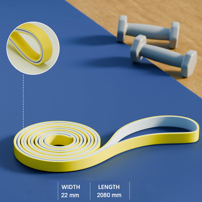 Wukusy high-strength resistance loop band, 2080x22mm, used for strength training and stretching exercises.