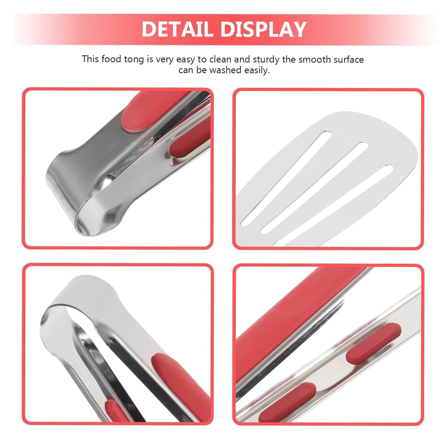 Wukusy stainless steel multi-purpose kitchen tongs with anti-slip grip, suitable for cooking, grilling, and serving.