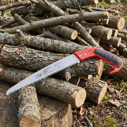 Heavy-duty 300mm manual garden pruning saw by Wukusy with a sharp blade, ideal for trimming branches and garden maintenance.