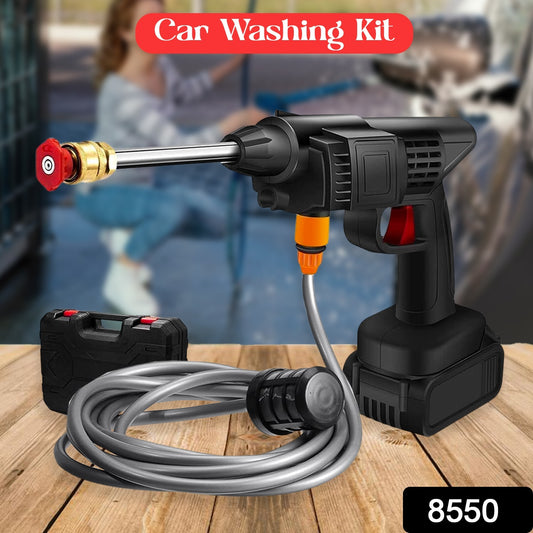 Wukusy 8550 48V portable cordless car washing kit with handheld pressure washer gun, rechargeable battery, ideal for vehicle cleaning