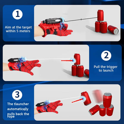 Wukusy Web Shooter toy for kids, superhero wrist gloves with sticky wall launcher, fun role-play cosplay toy for children.